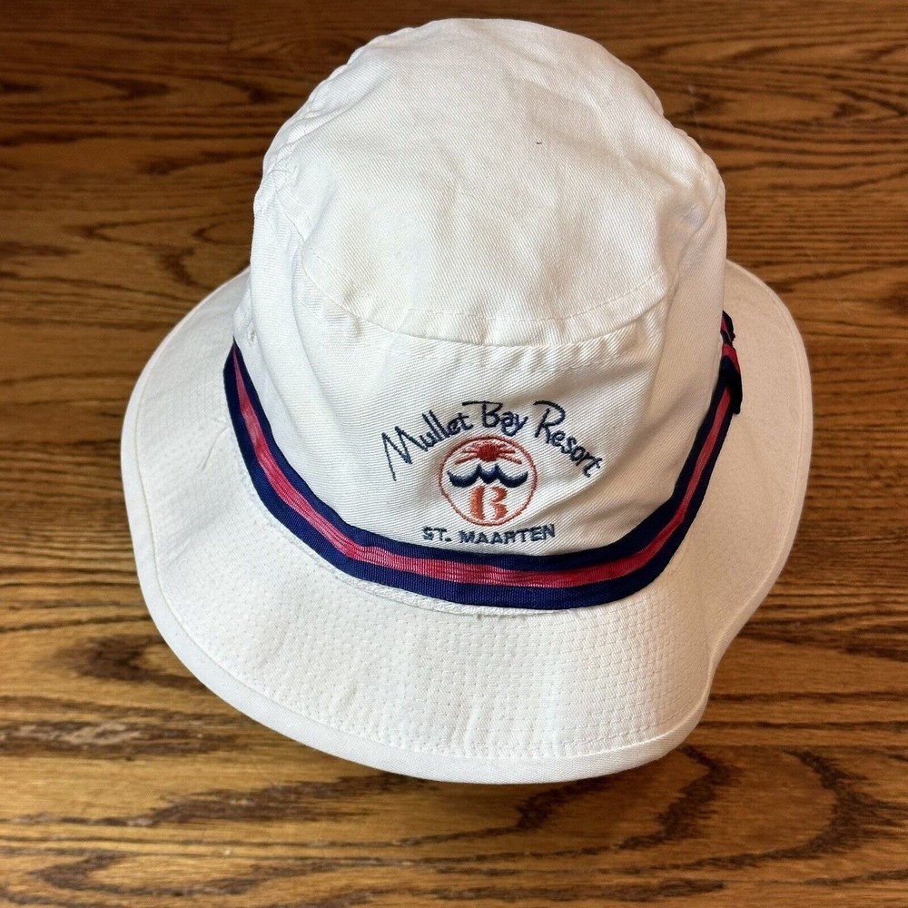 Vintage Mullet Nay Resort Hat Woman’s One Size‎ Made In USA Bucket Hat White